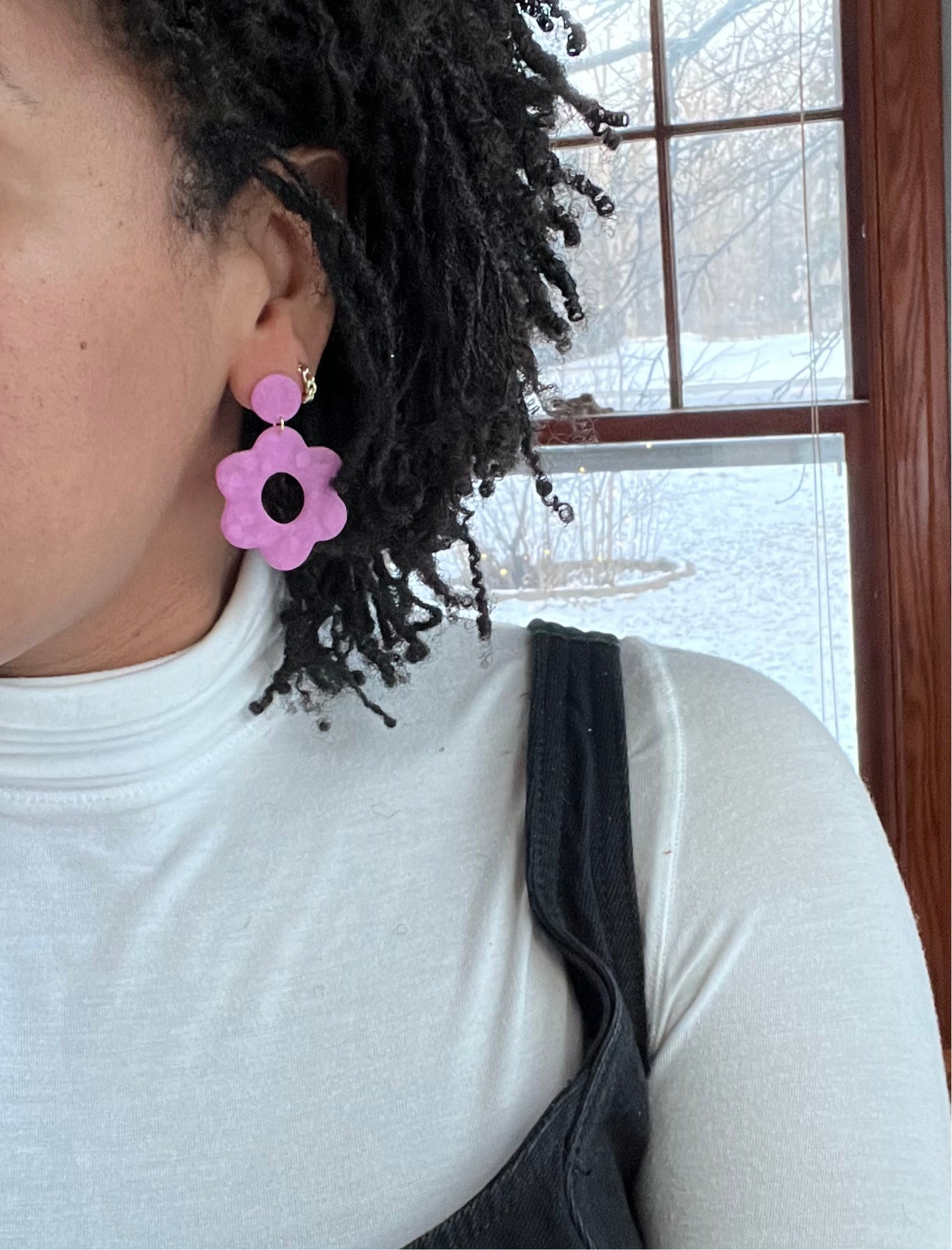 Translucent Magenta 90's Floral Dangles