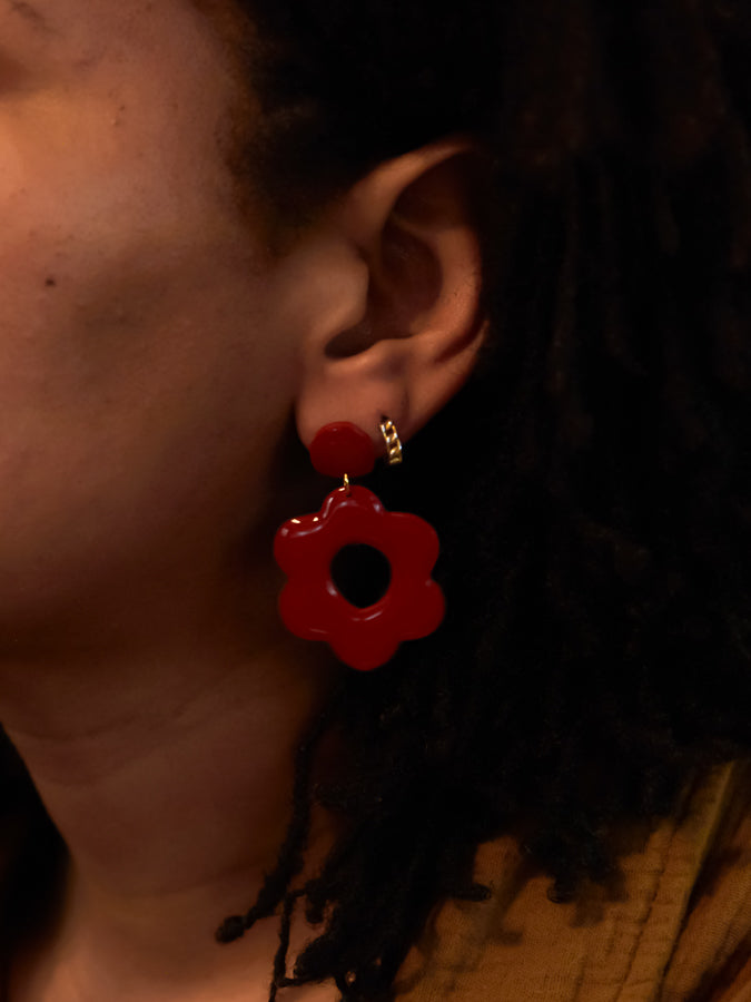 Holiday Red Flower Dangles