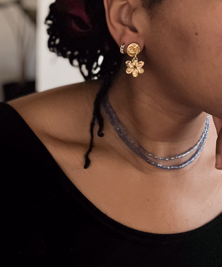 Gold Floral Mini Dangles