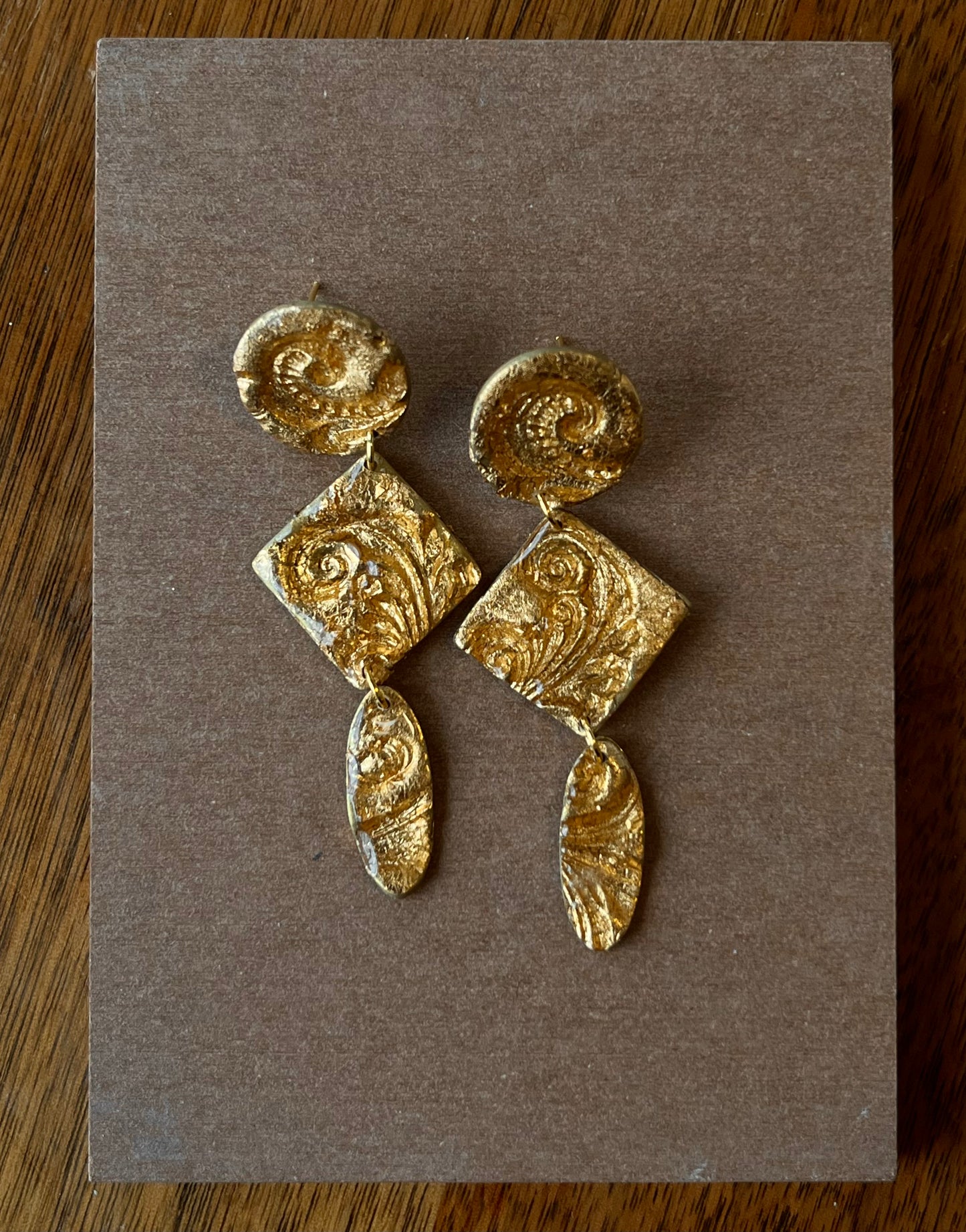 Gold Scrolling Tiered Dangles