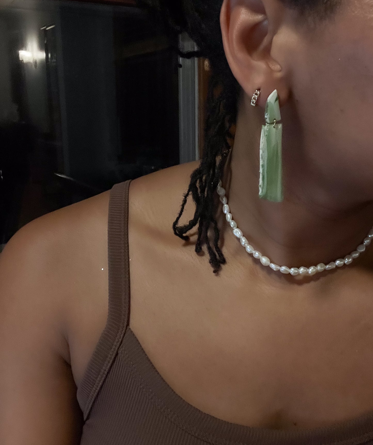 Organic Green Marble Dangles