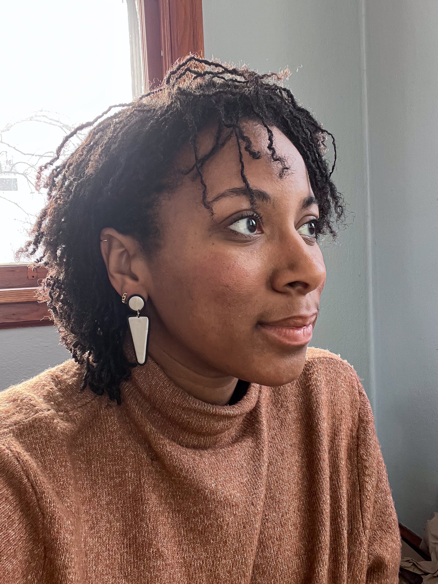 Two-Toned B&W Spear Dangles