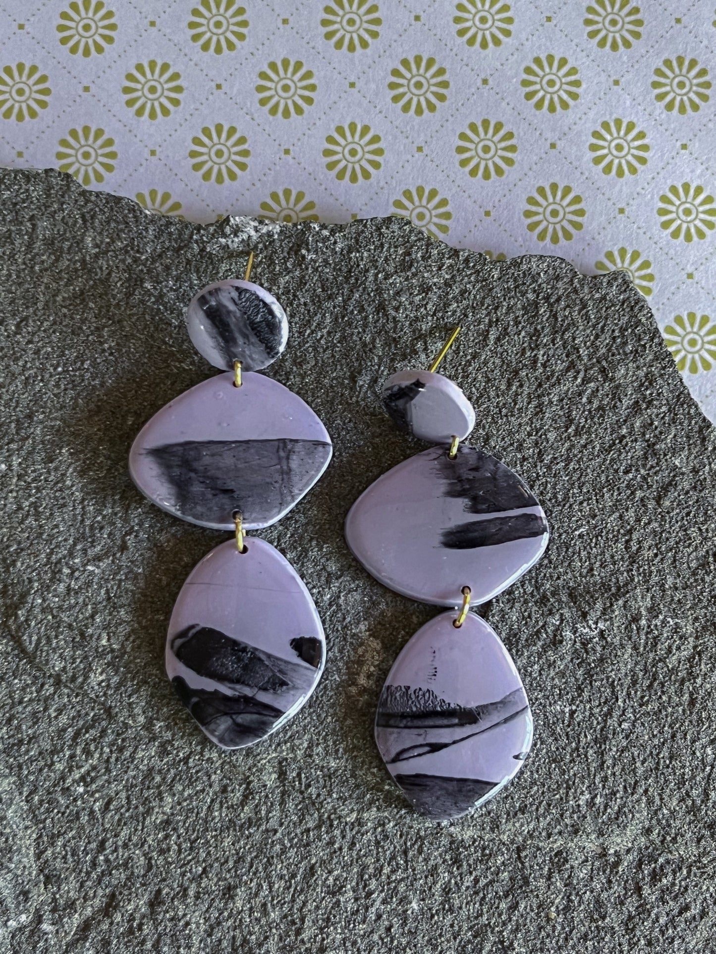 Lavender and Black Tier Dangles