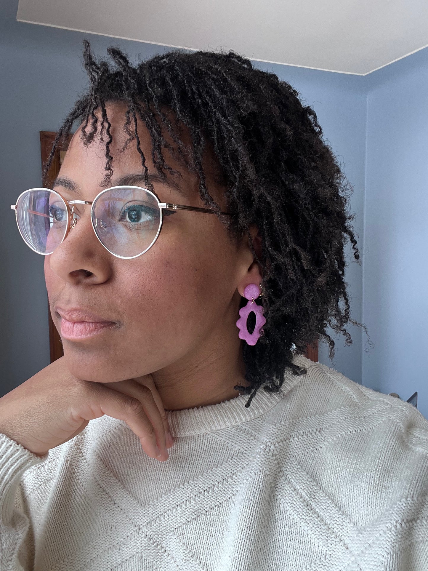 Translucent Magenta Floral Dangles