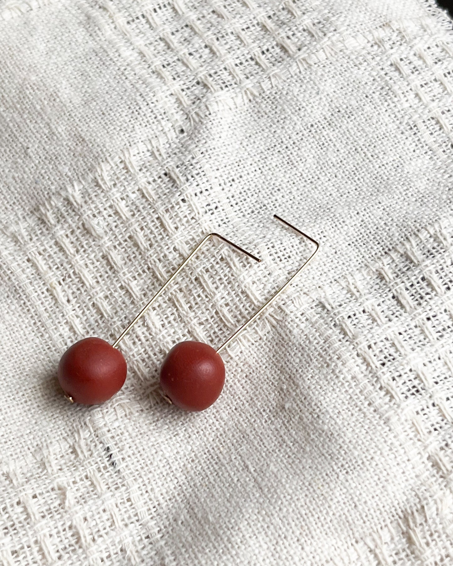 14k Gold Filled Ball Drop Dangles - Rust Red