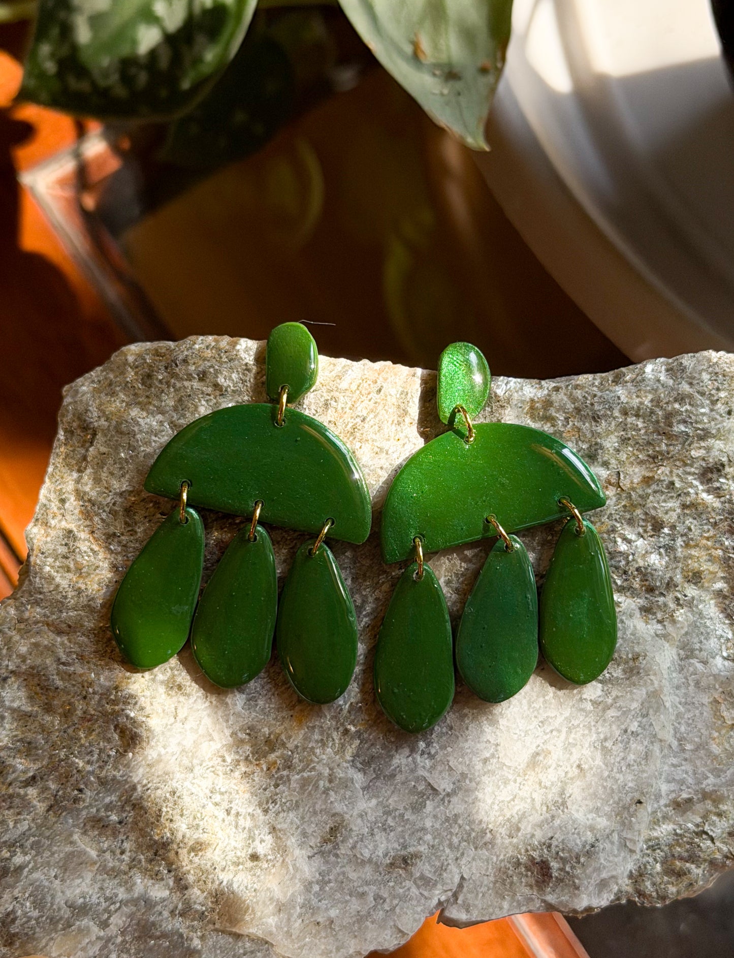 Emerald Green Tear Drop Dangles