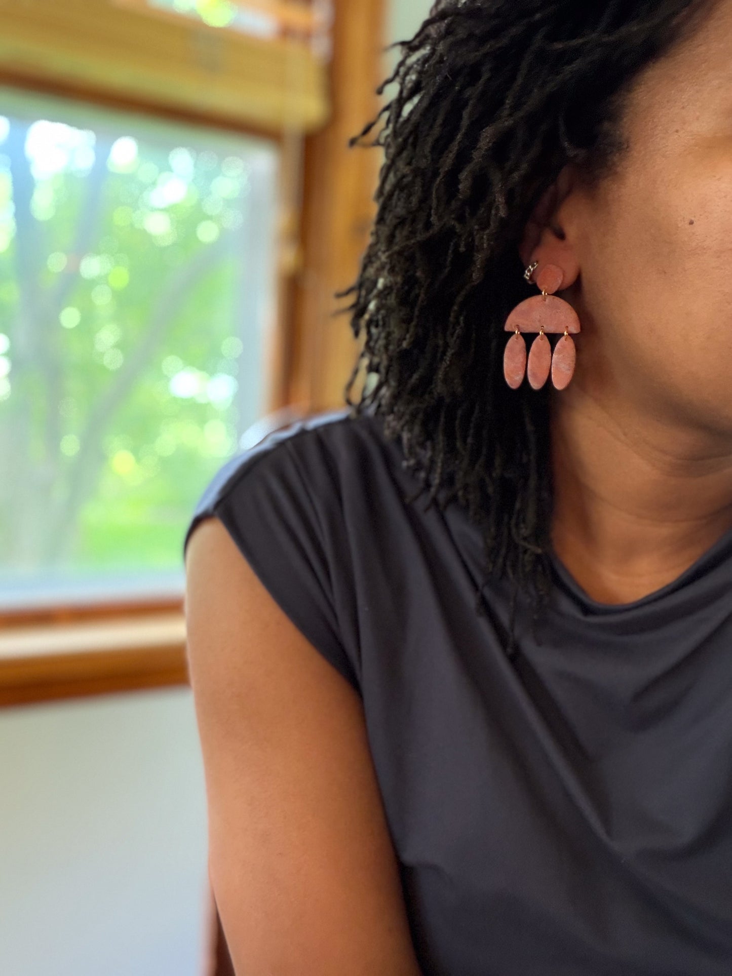 Marbled Summer Coral Teardrop Dangles