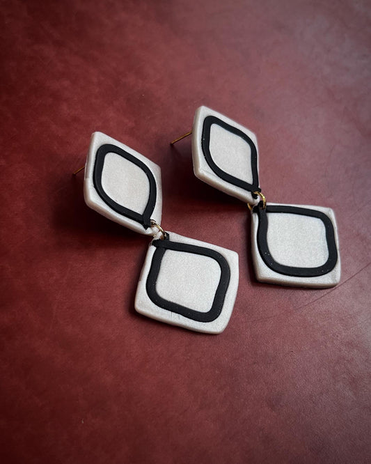 B&W Two-Toned Diamond Dangled