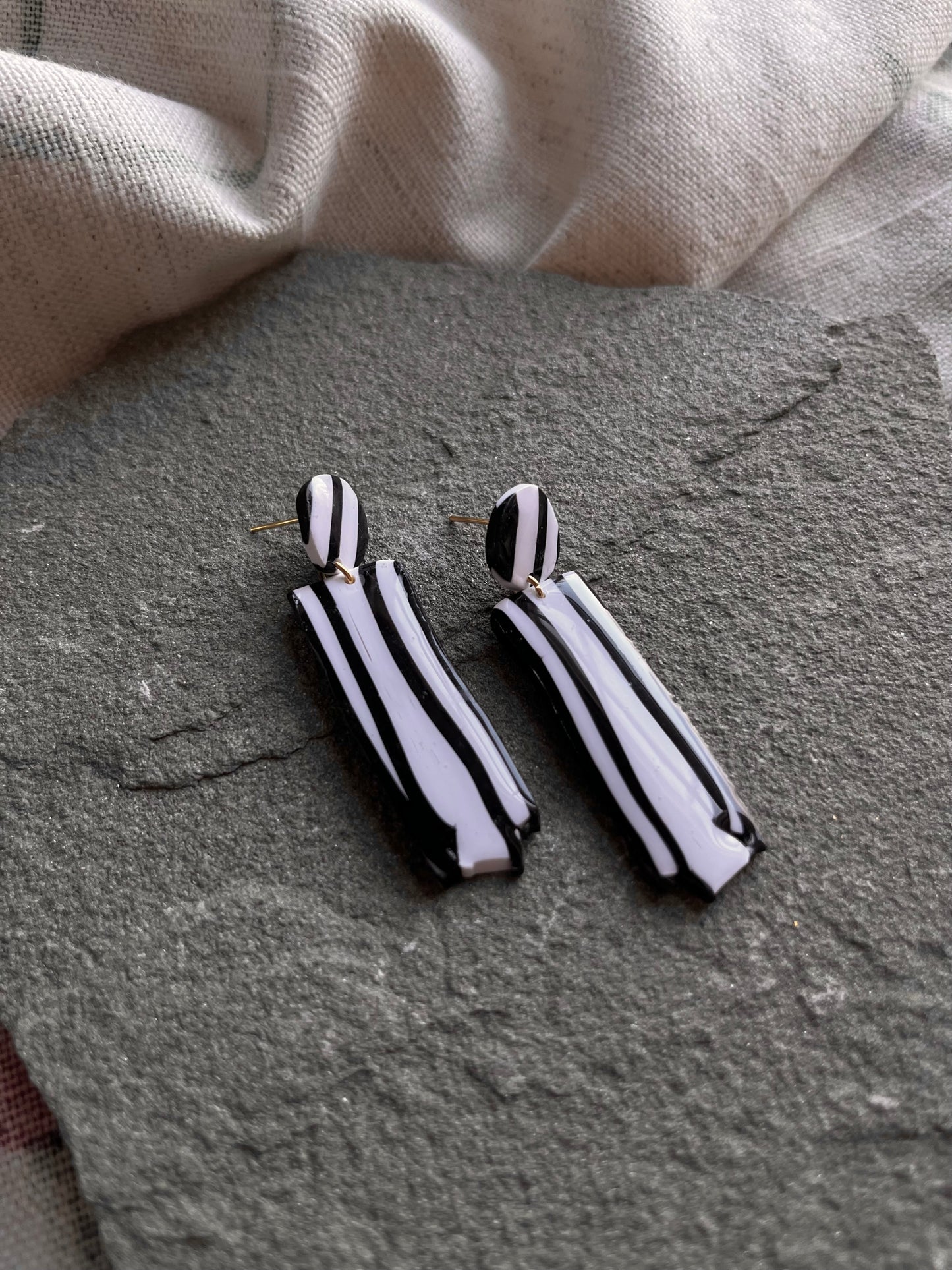 Organic B&W Striped Dangles