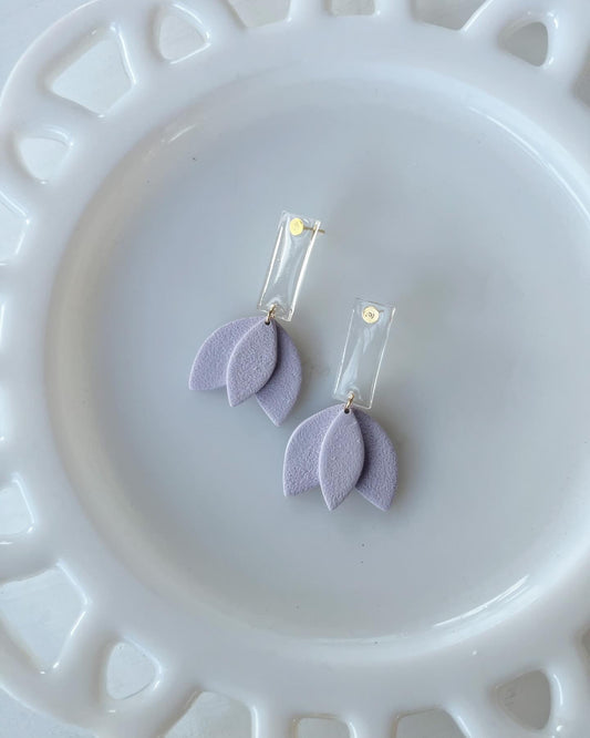 Clearly Tulip Dangles ~ Lavender