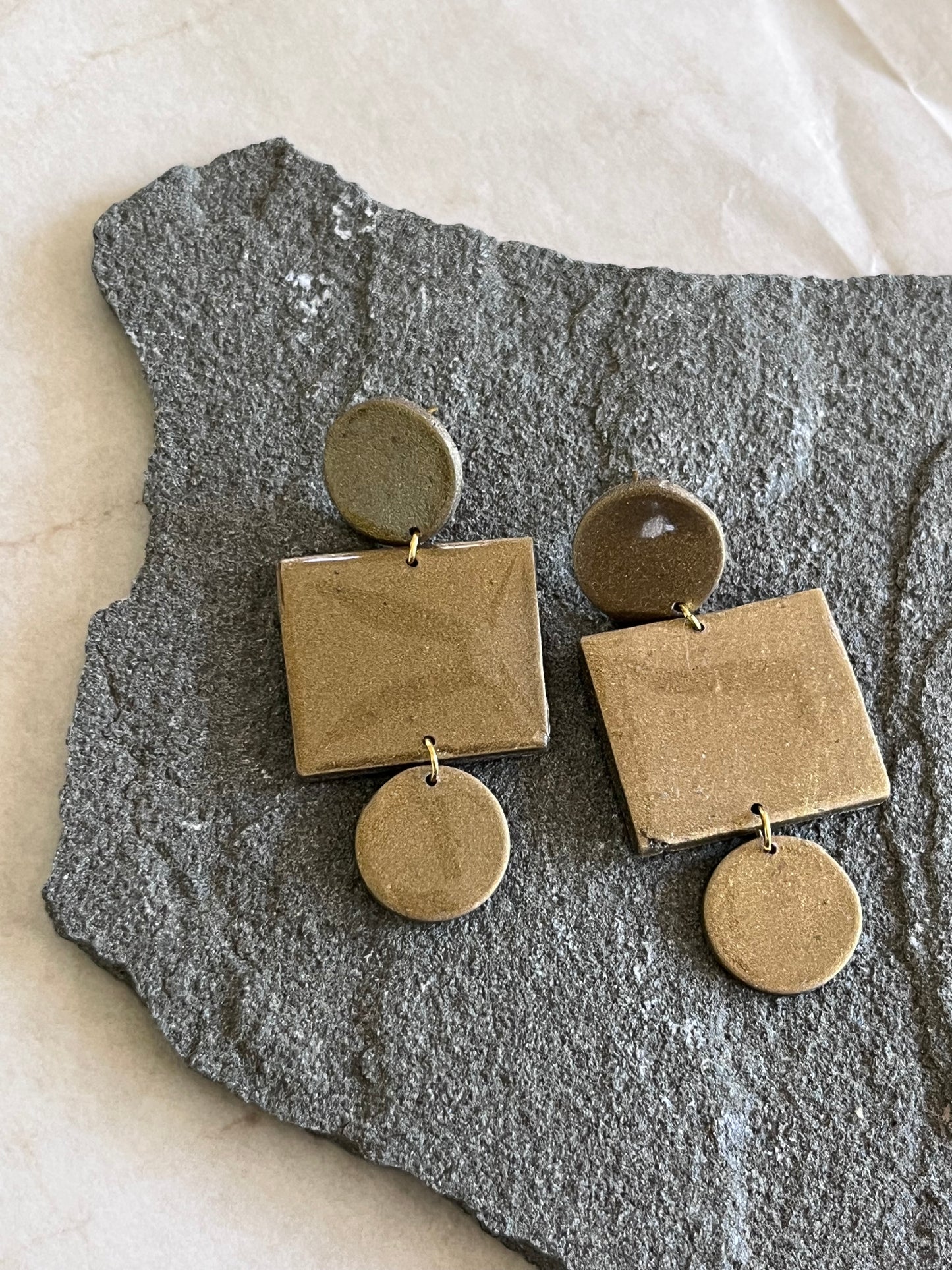 Antique Gold Minimal Shapes Dangles