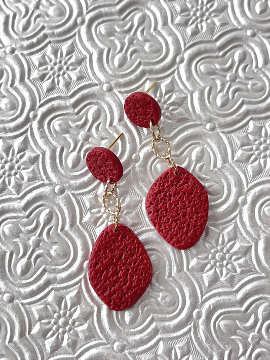 Textured Red Drop Dangles