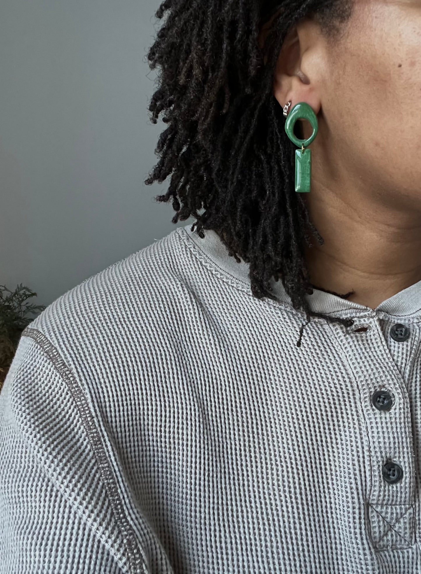 Geometric Emerald Dangles