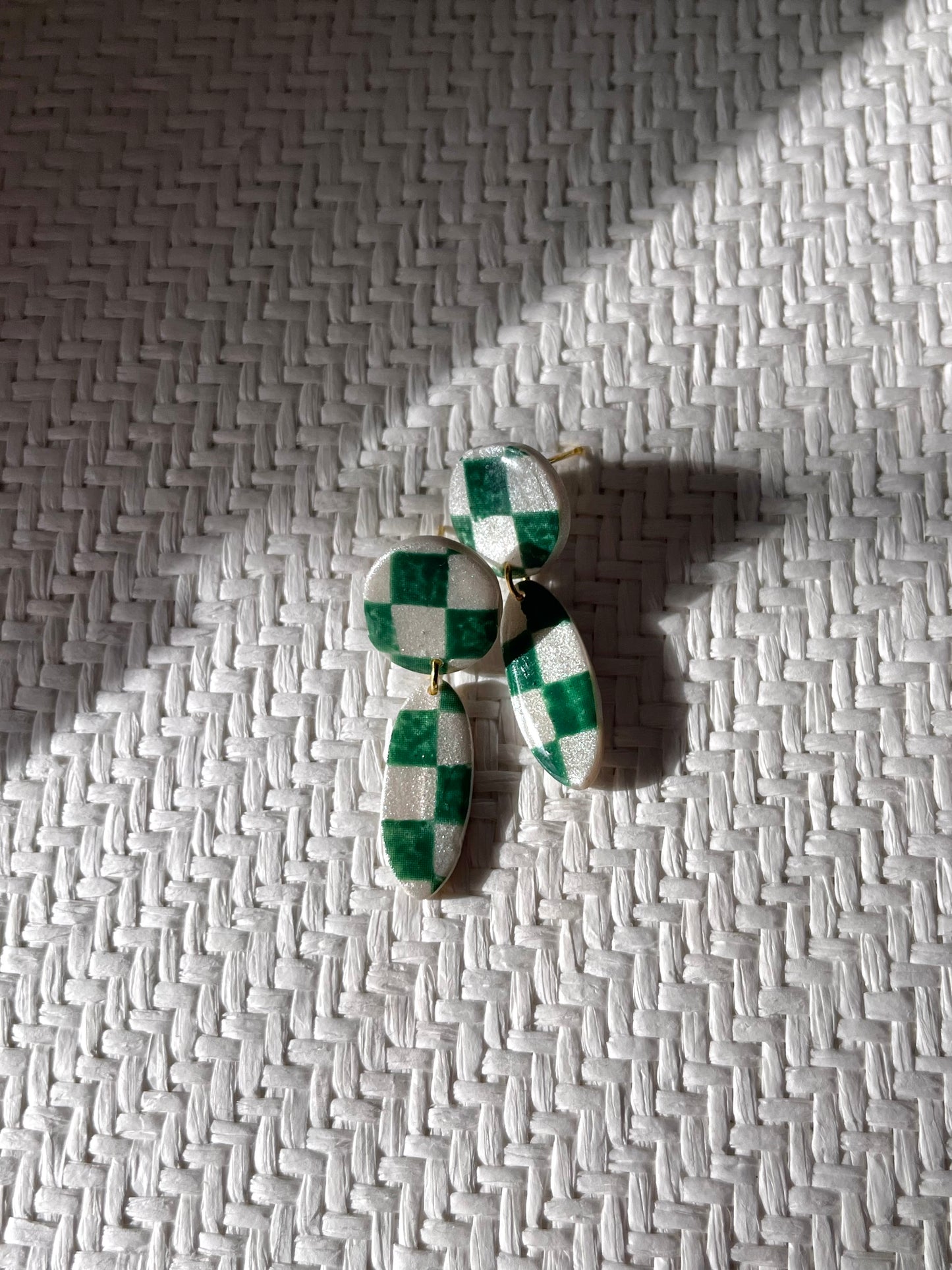 Vintages Feels Mini green Checkered Dangles