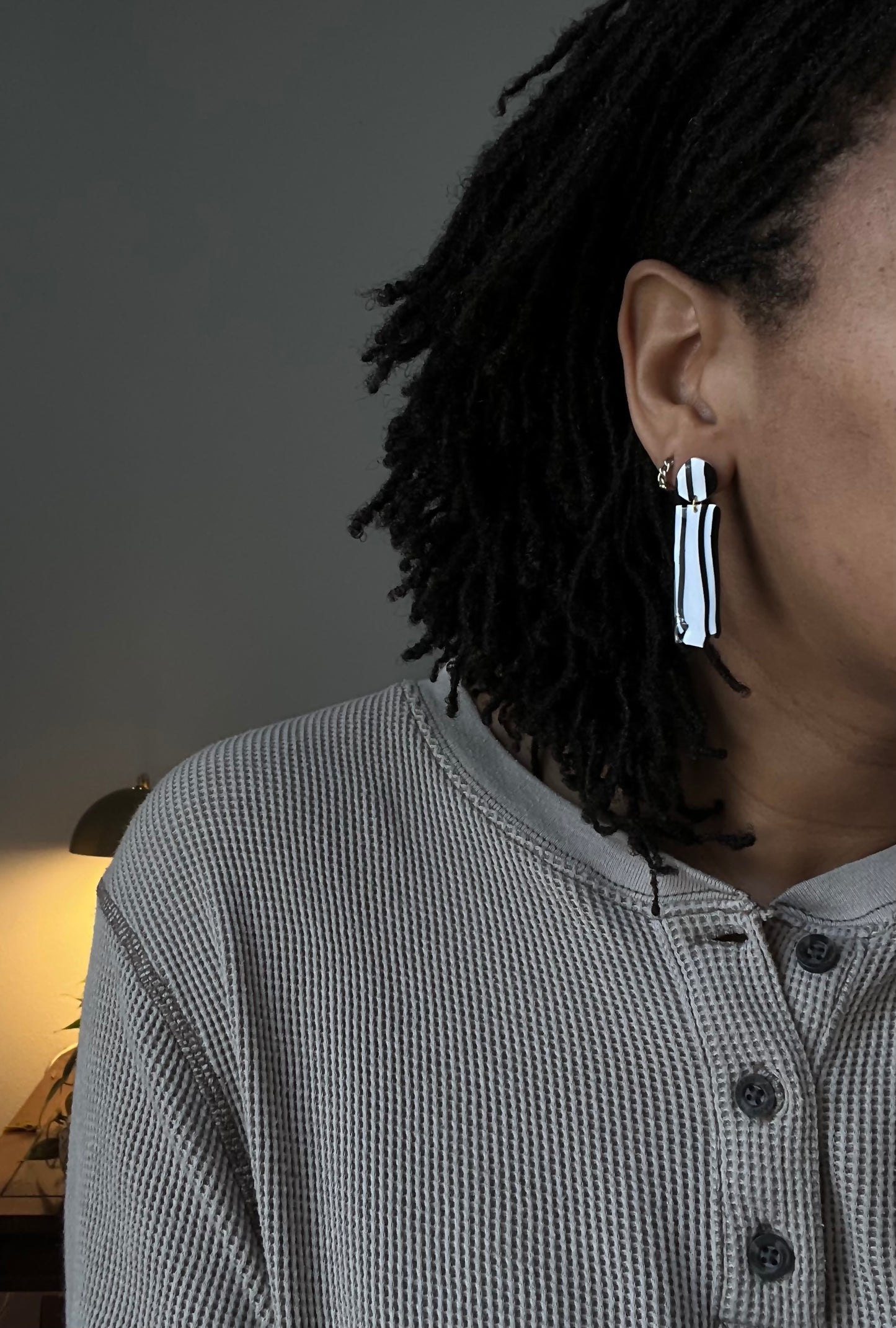 Organic B&W Striped Dangles