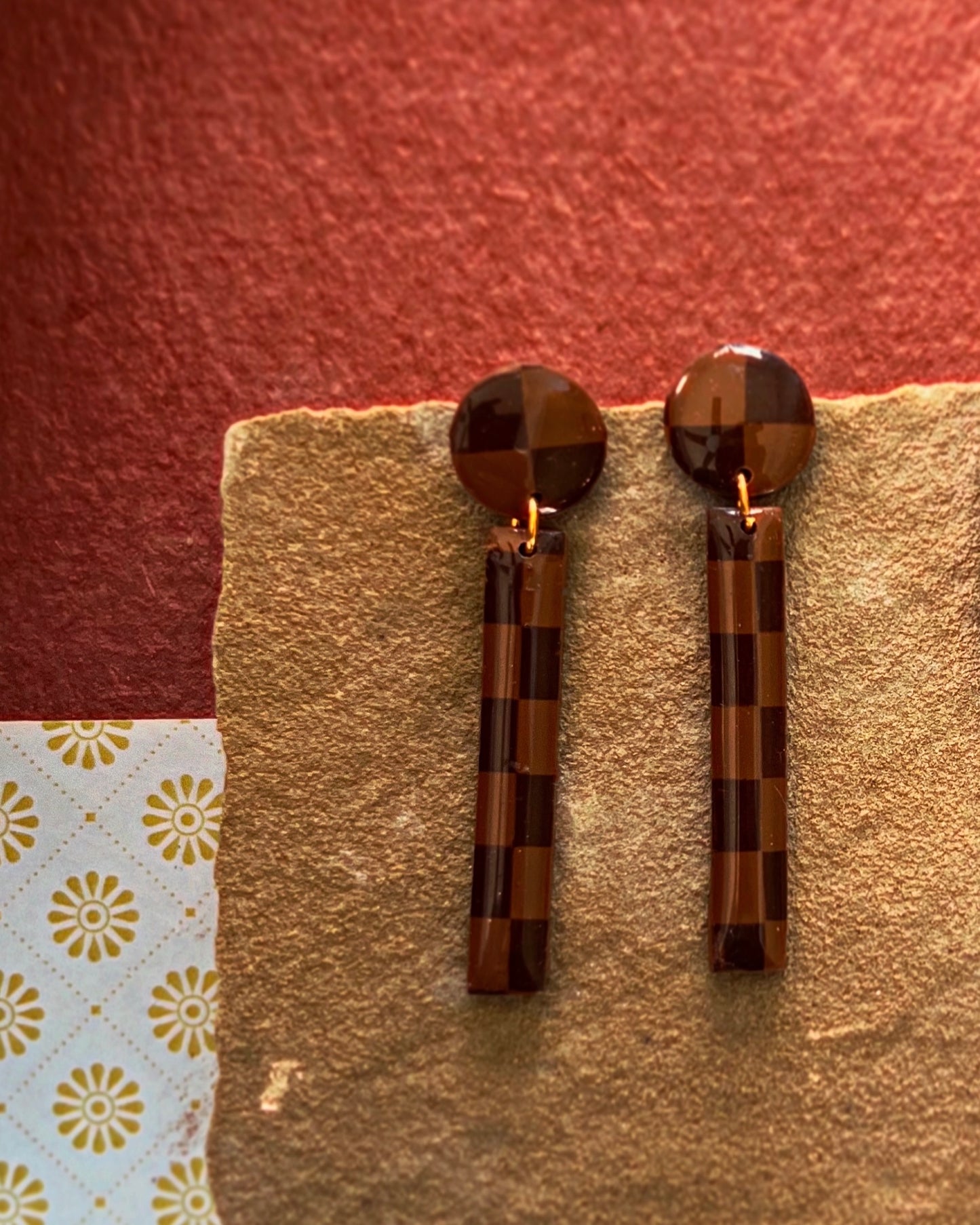 Espresso Checkered Dangles