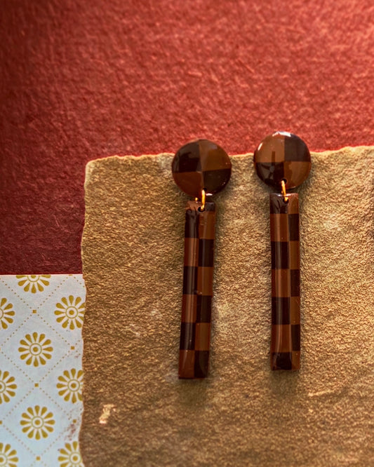Espresso Checkered Dangles