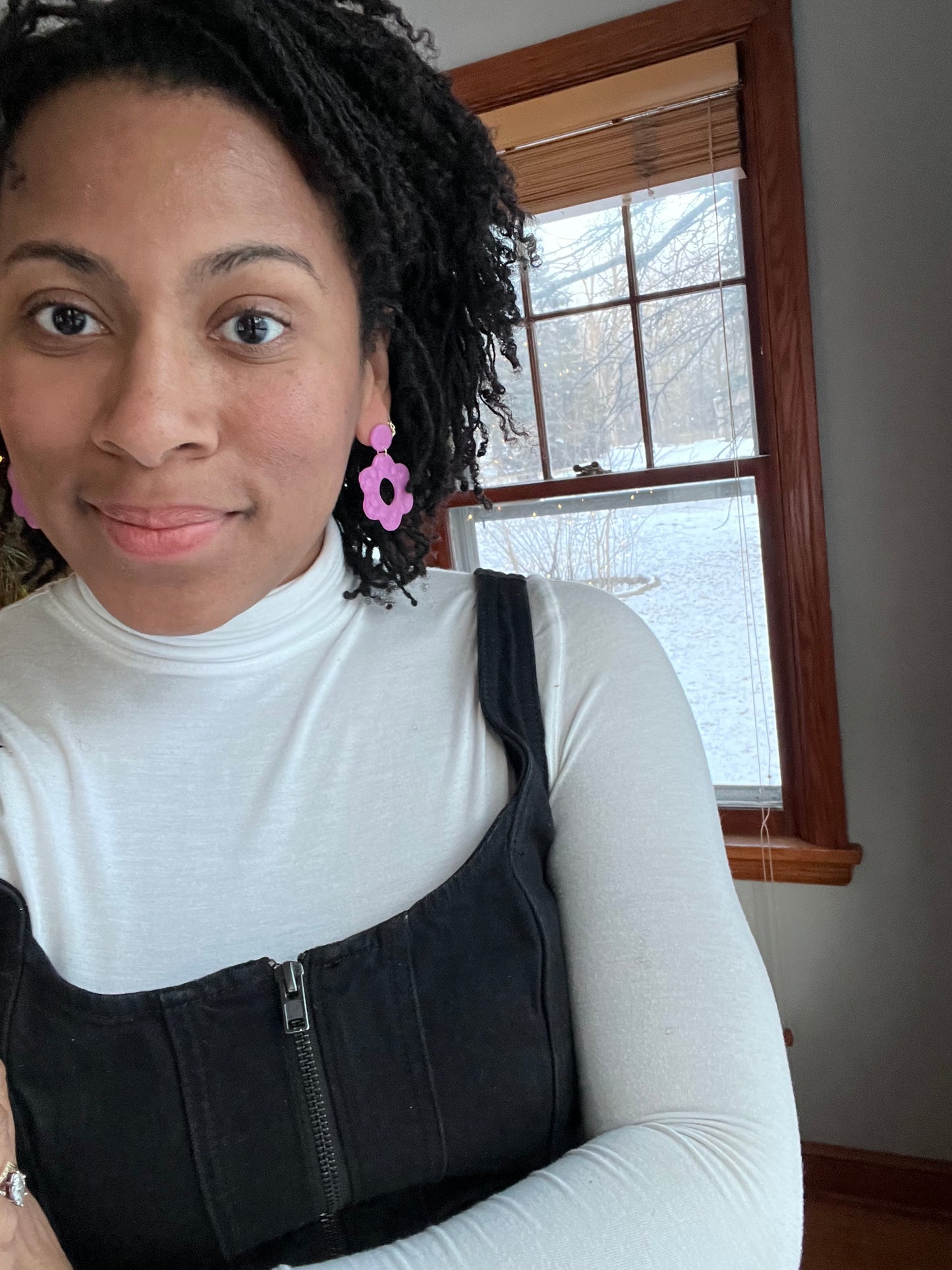 Translucent Magenta 90's Floral Dangles