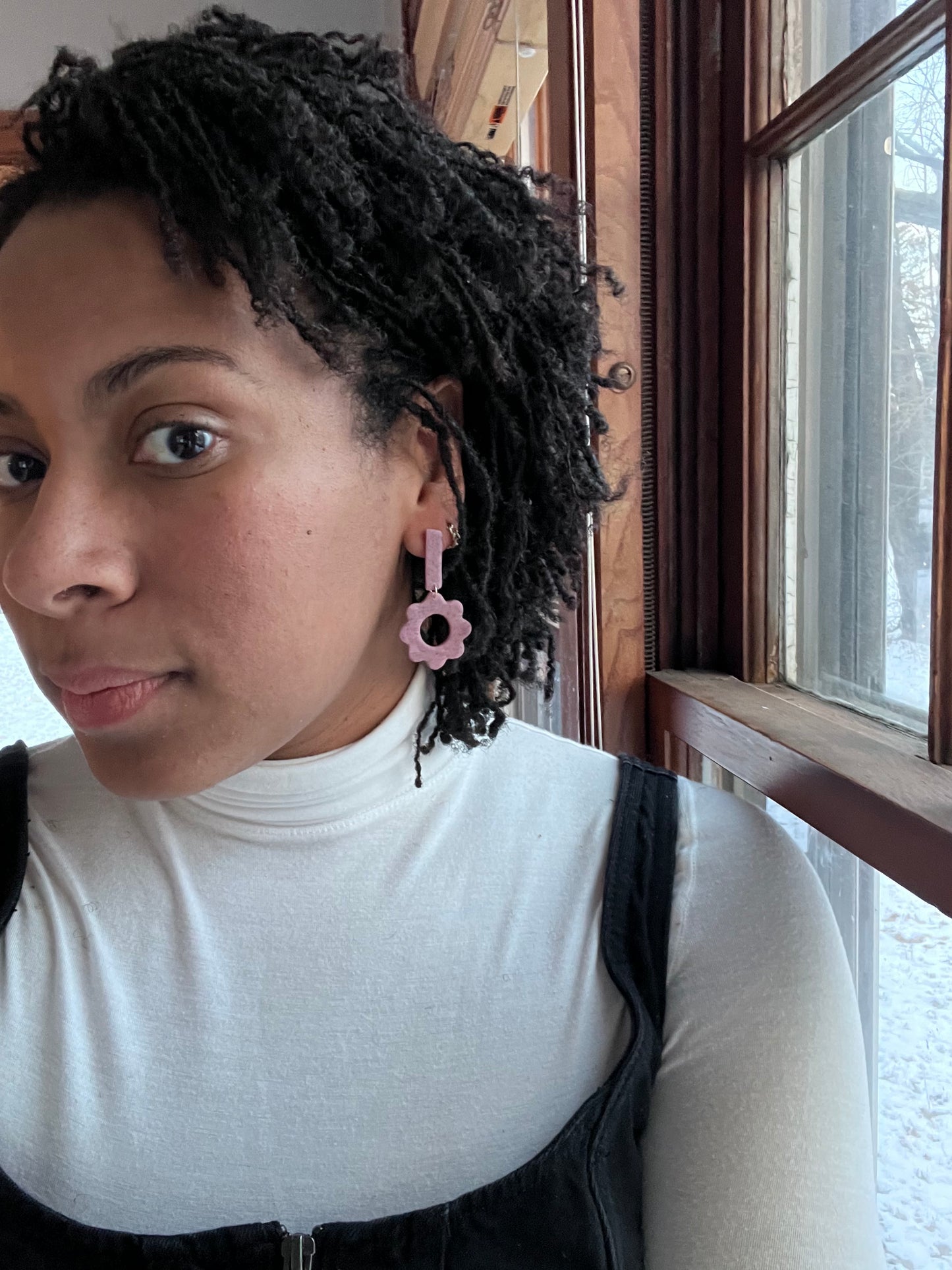 Pink Floral "Sweater" Dangles