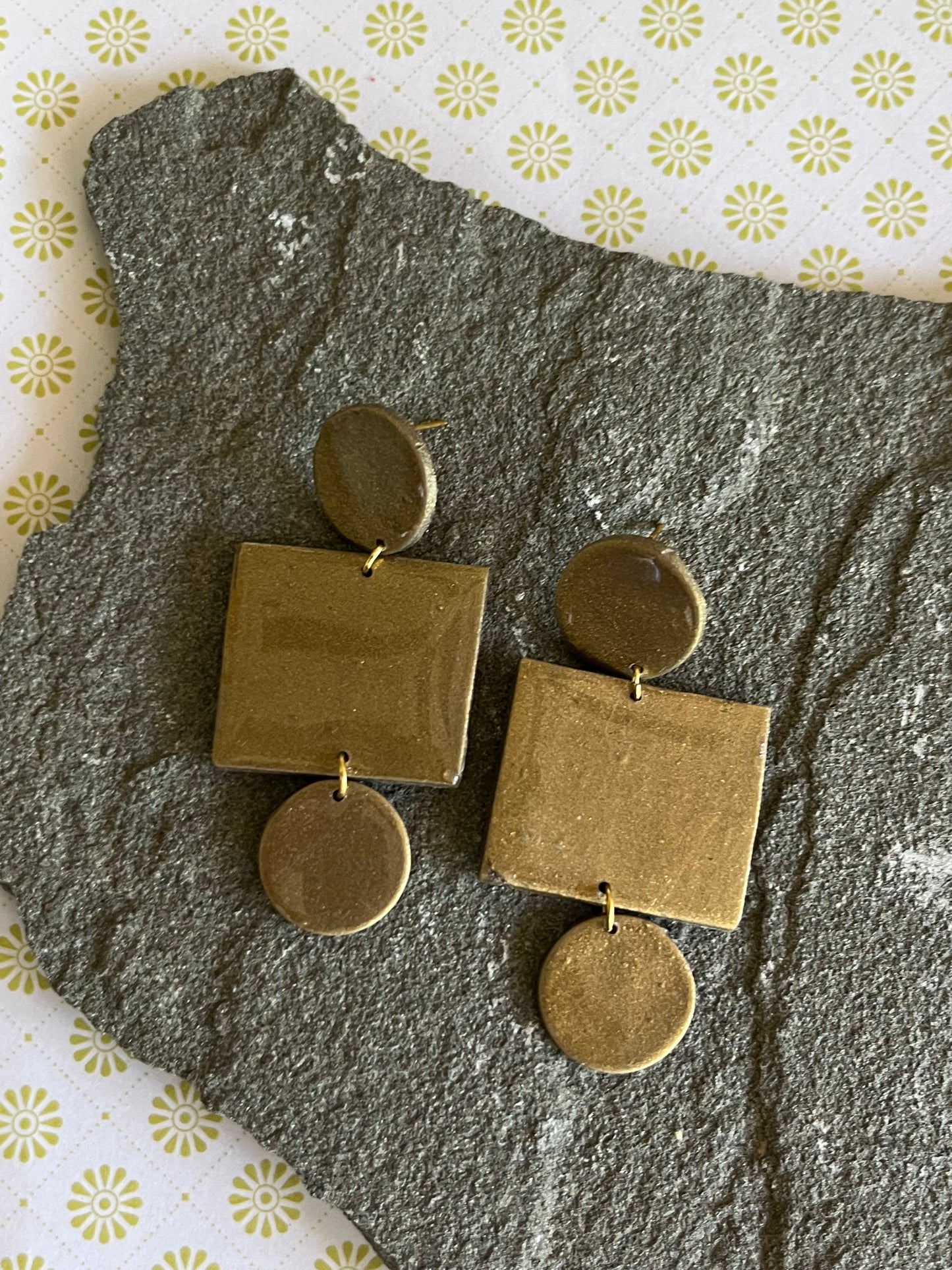 Antique Gold Minimal Shapes Dangles