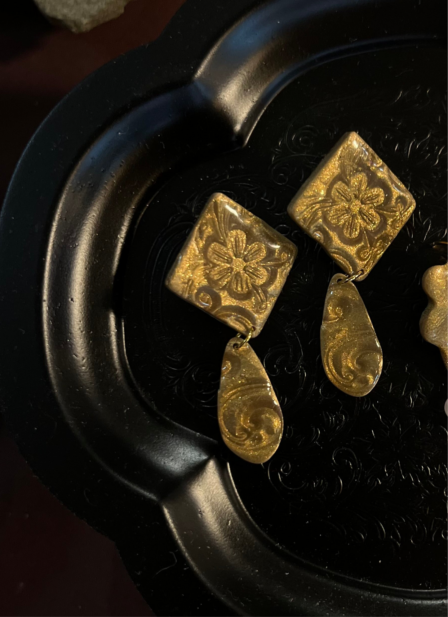 Gold Filled Ancient Flower Dangles - Gold Filled, Nickel Free