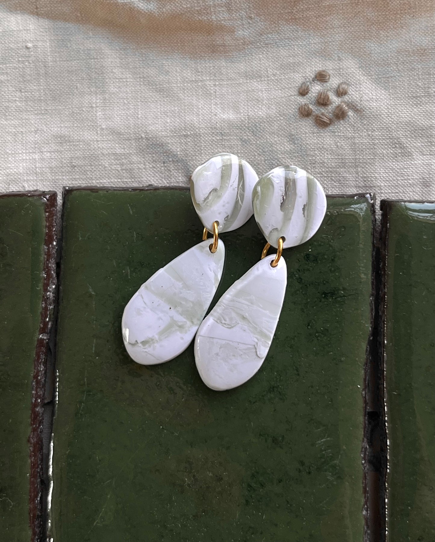 Organic Cream and Striped Teardrops