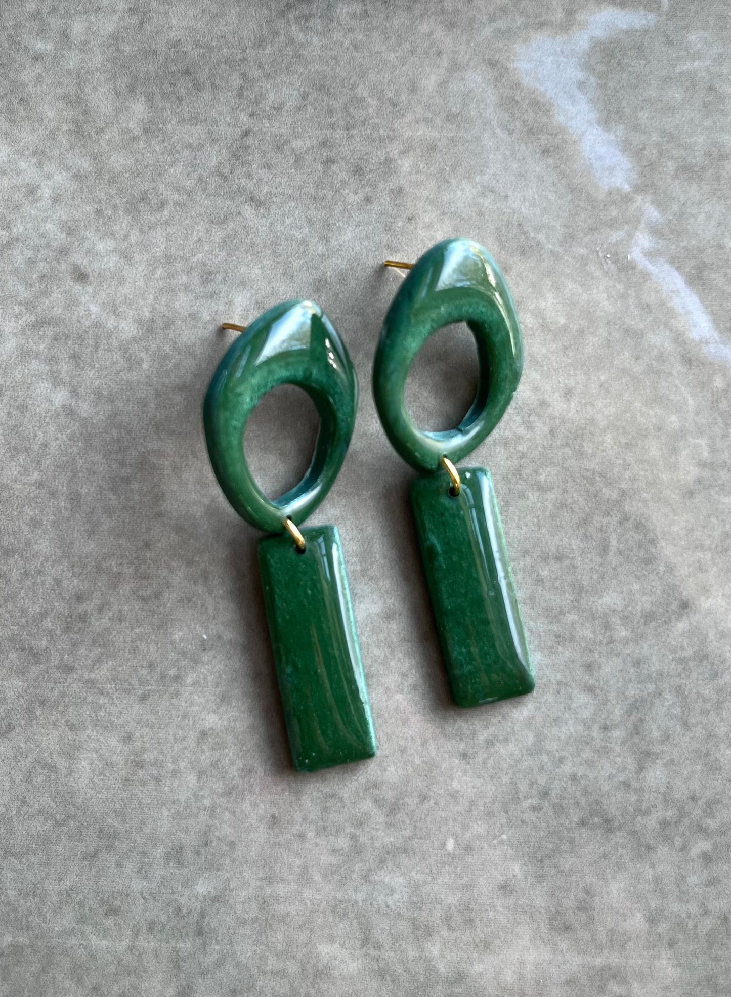Geometric Emerald Dangles