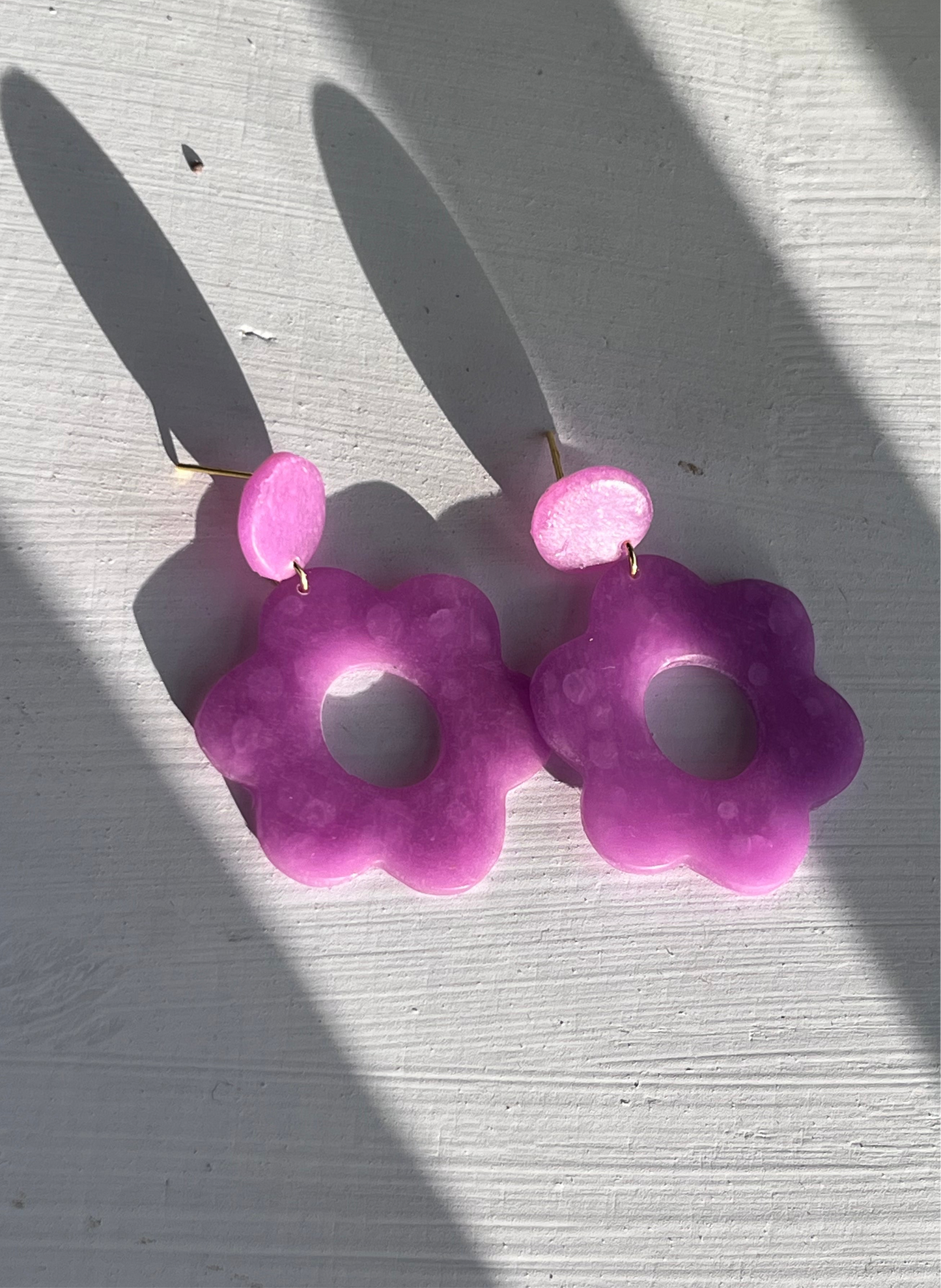Translucent Magenta 90's Floral Dangles