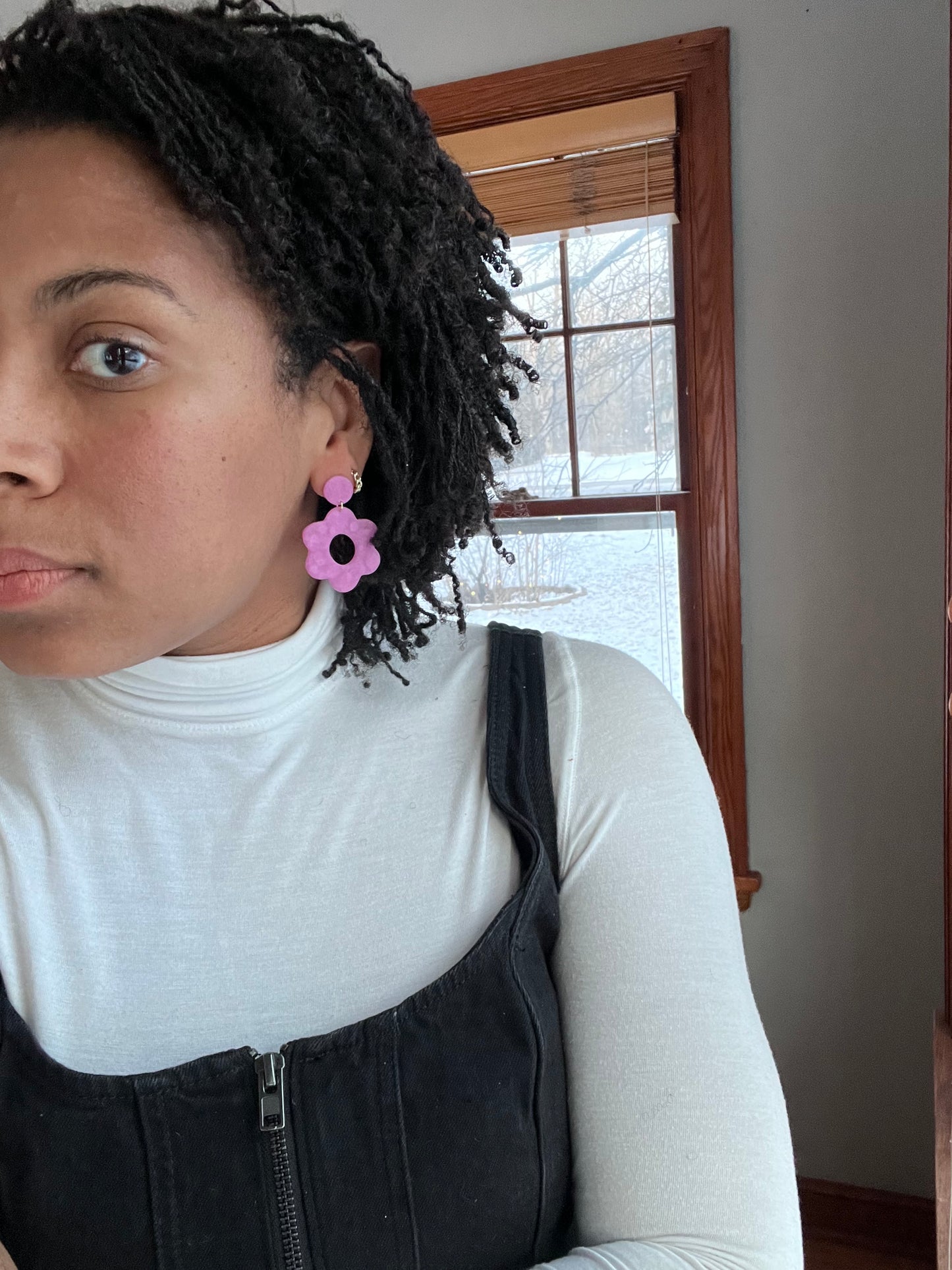 Translucent Magenta 90's Floral Dangles