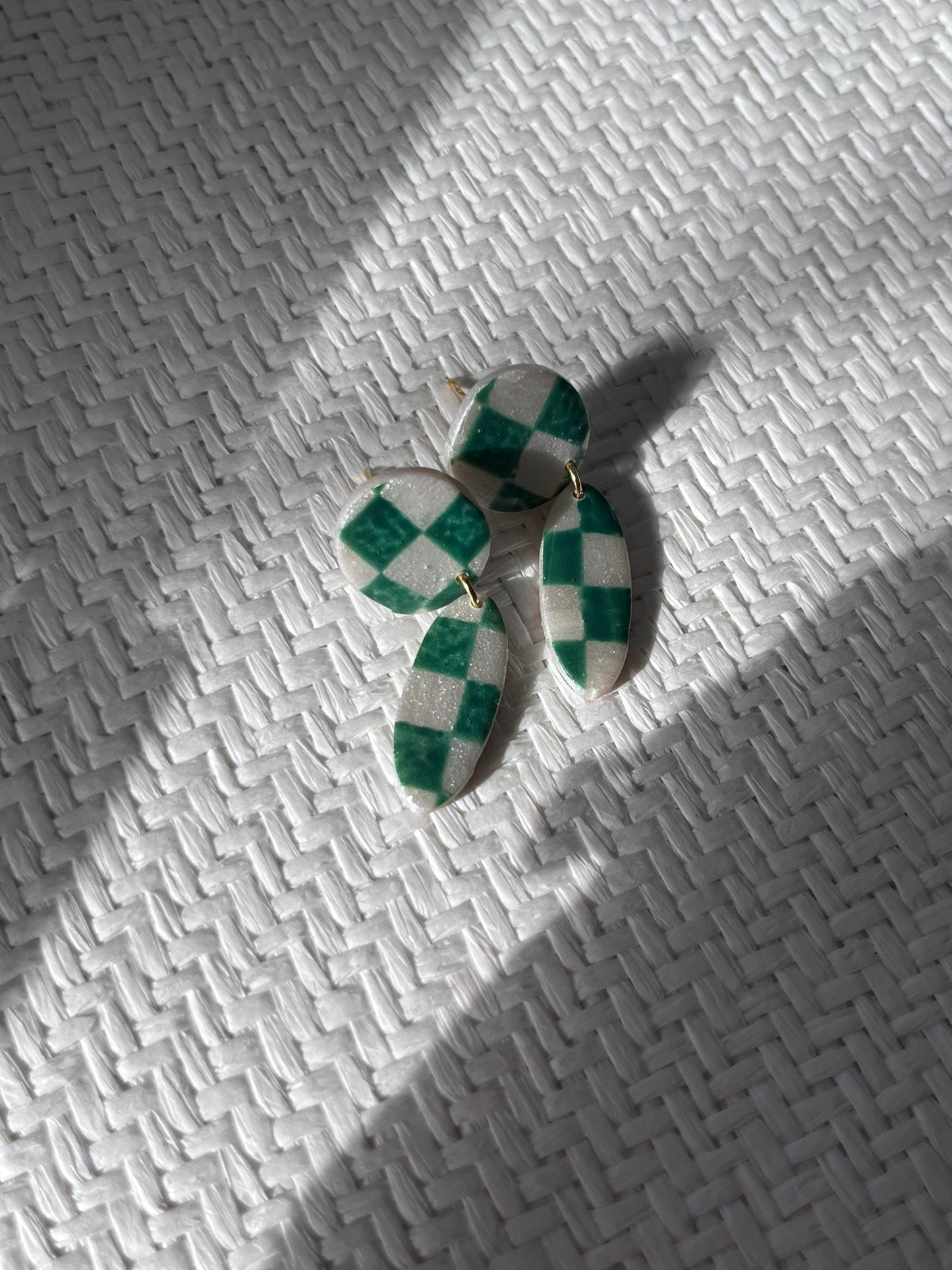 Vintages Feels Mini green Checkered Dangles