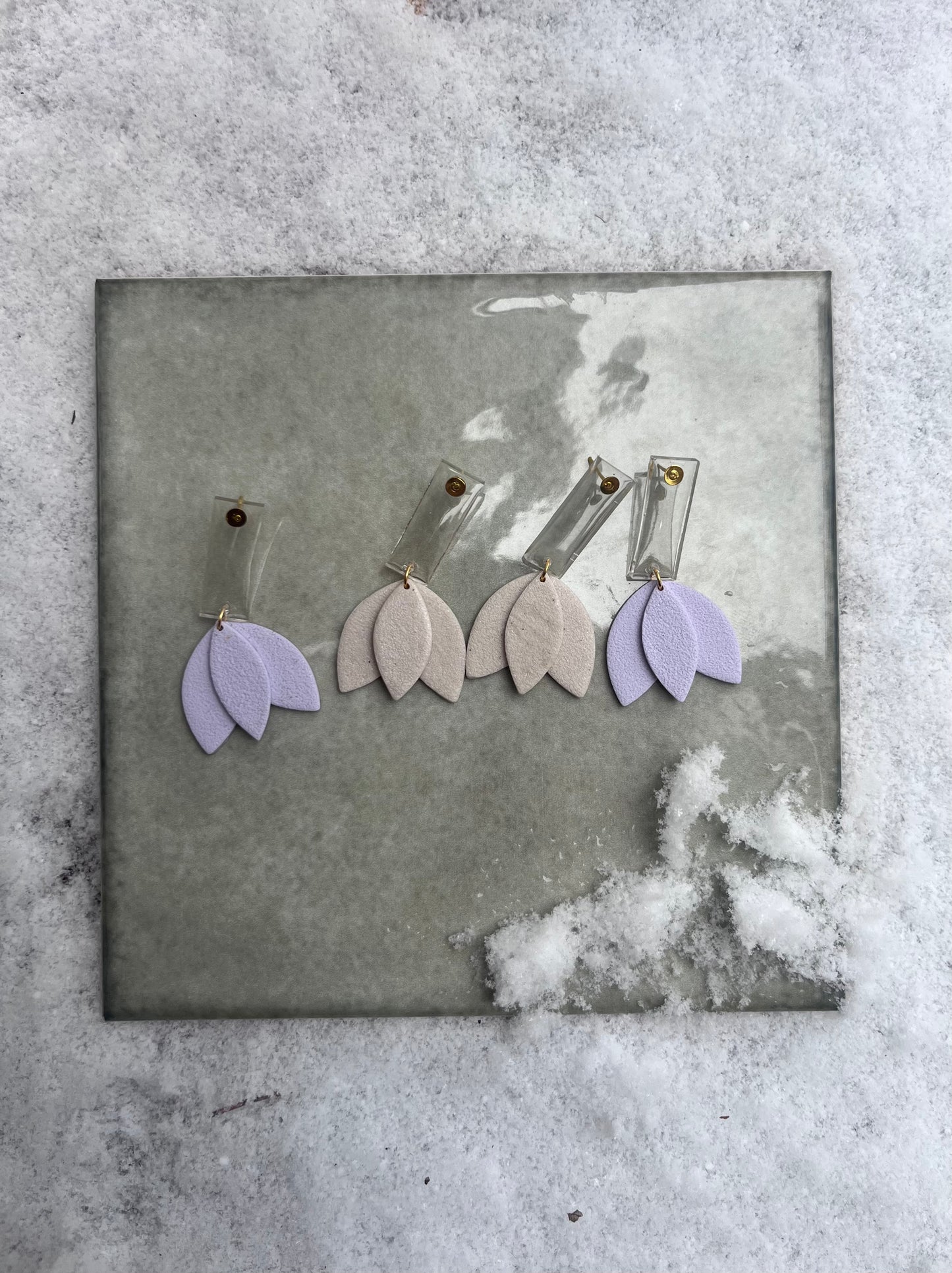 Clearly Tulip Dangles ~ Lavender