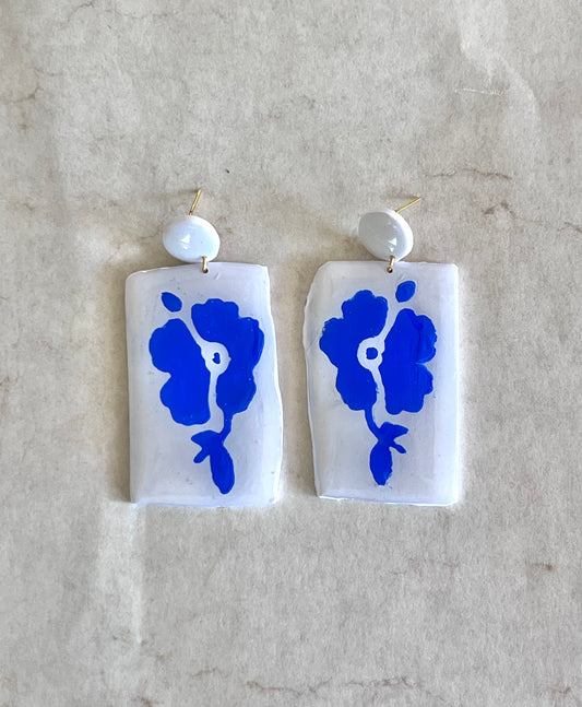 Organic Blue Flower Dangles