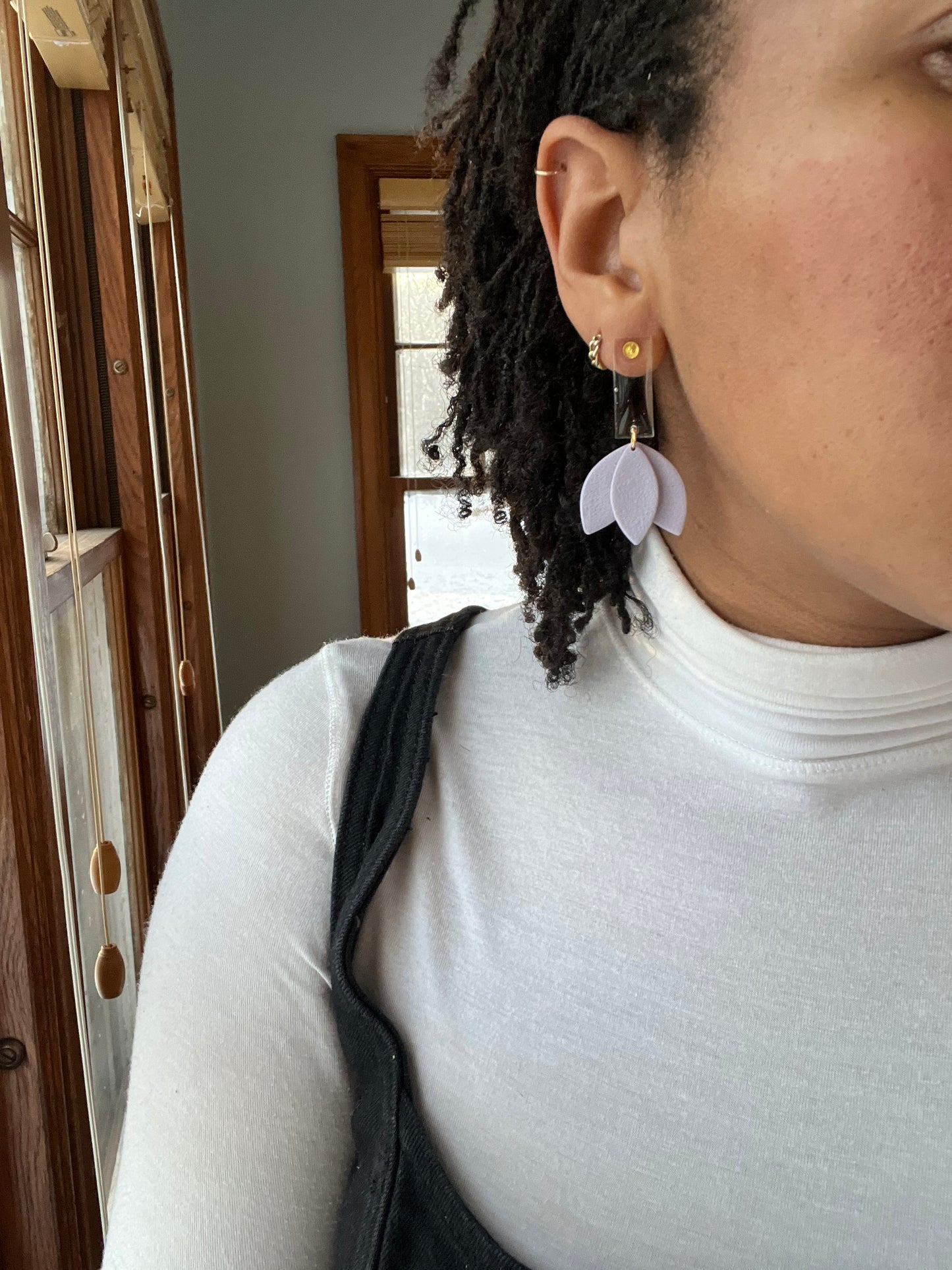 Clearly Tulip Dangles ~ Lavender