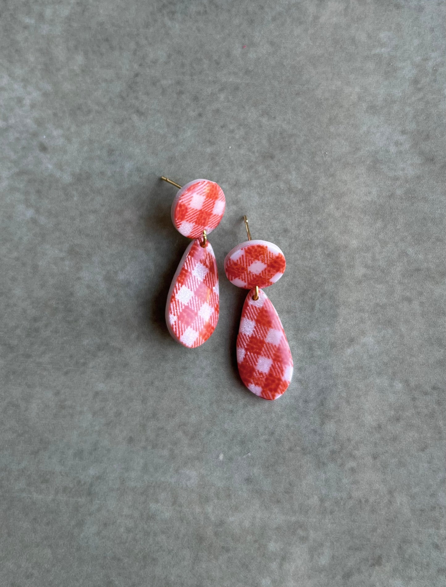 Red/ Orange Gingham Teardrops