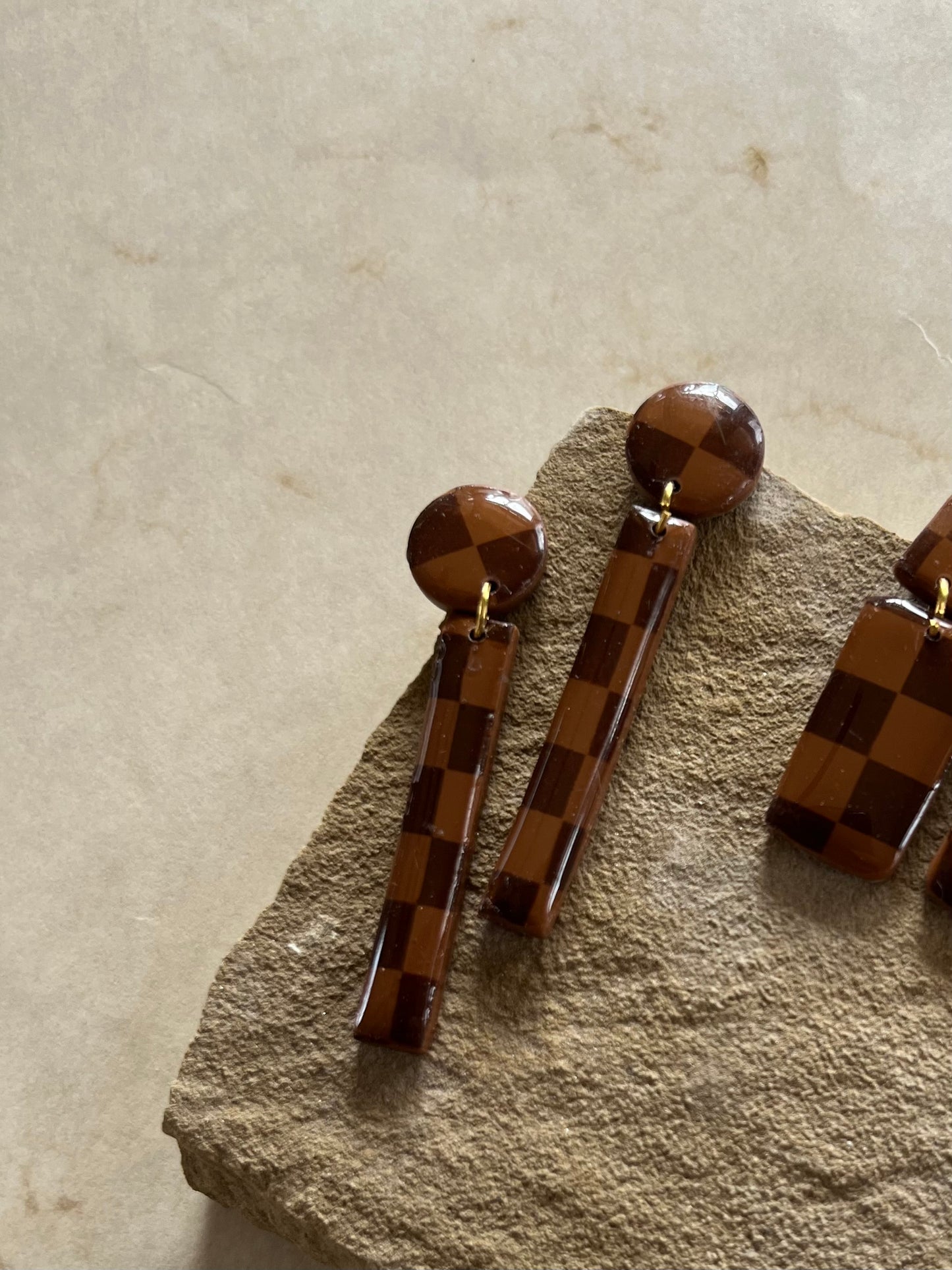 Espresso Checkered Dangles