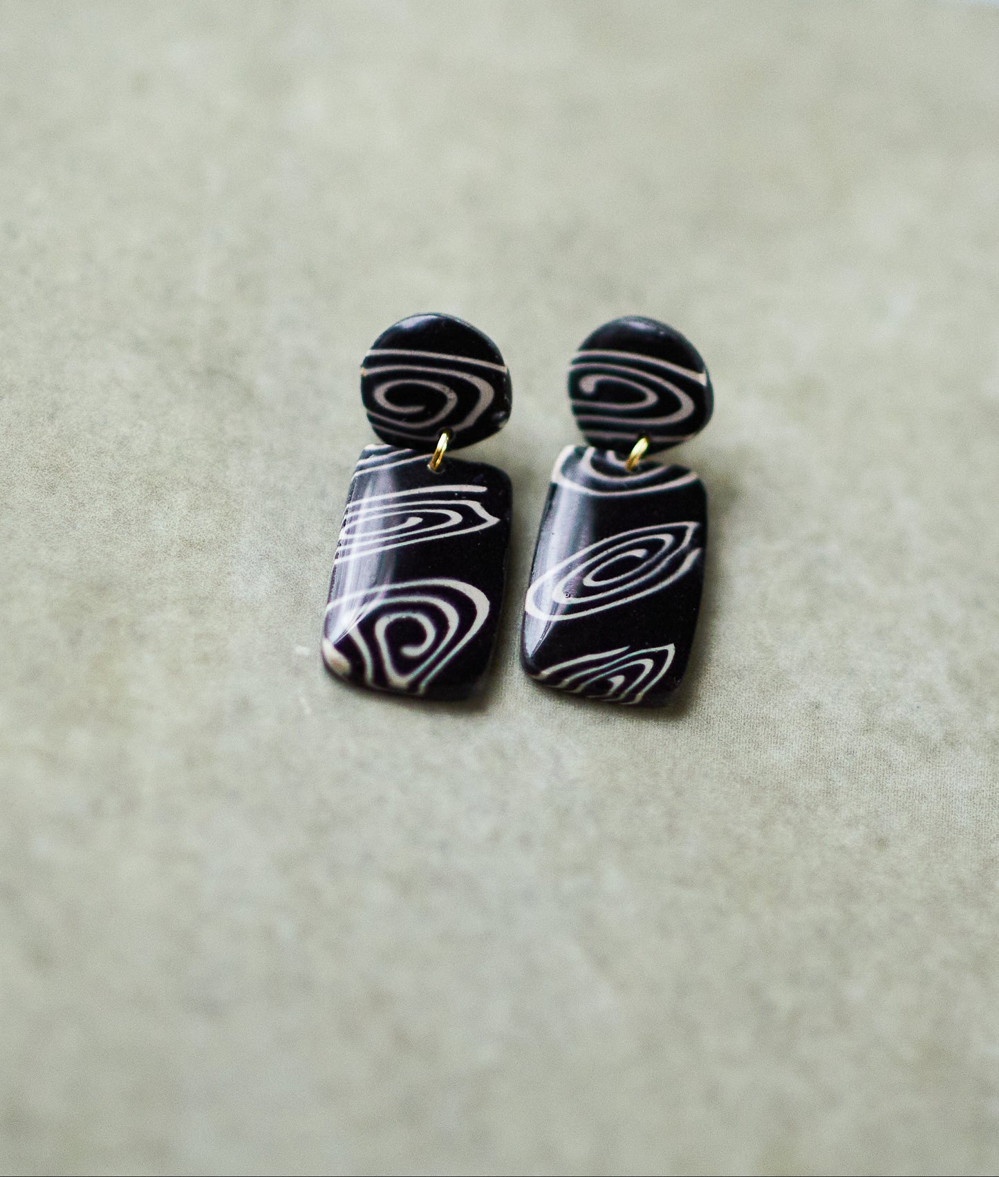 B&W Spiral Mini Dangles - 14K Gold Filled Posts