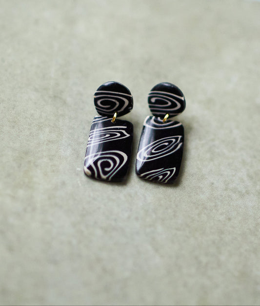 B&W Spiral Mini Dangles - 14K Gold Filled Posts