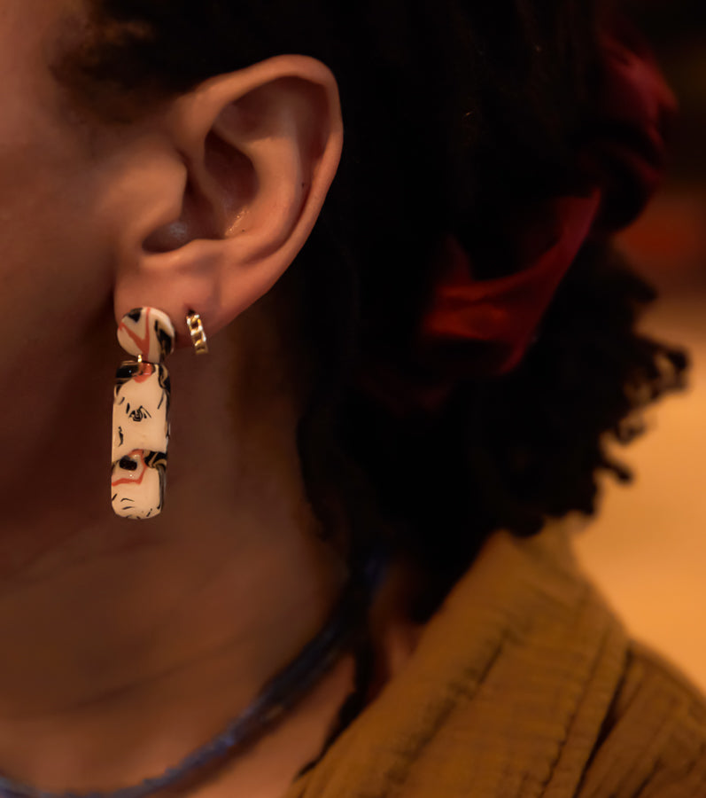 Orange & Black Speckled Dangles