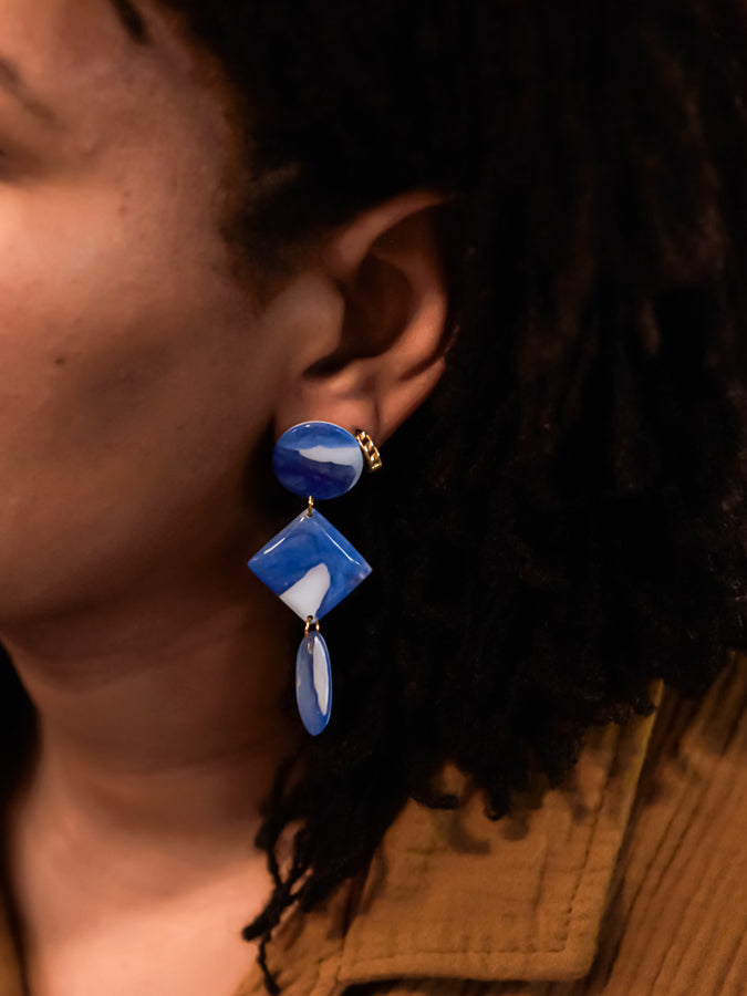 Marbled Sea Blue Tiered Dangles