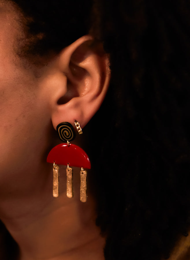 Color Block Tassle Dangles
