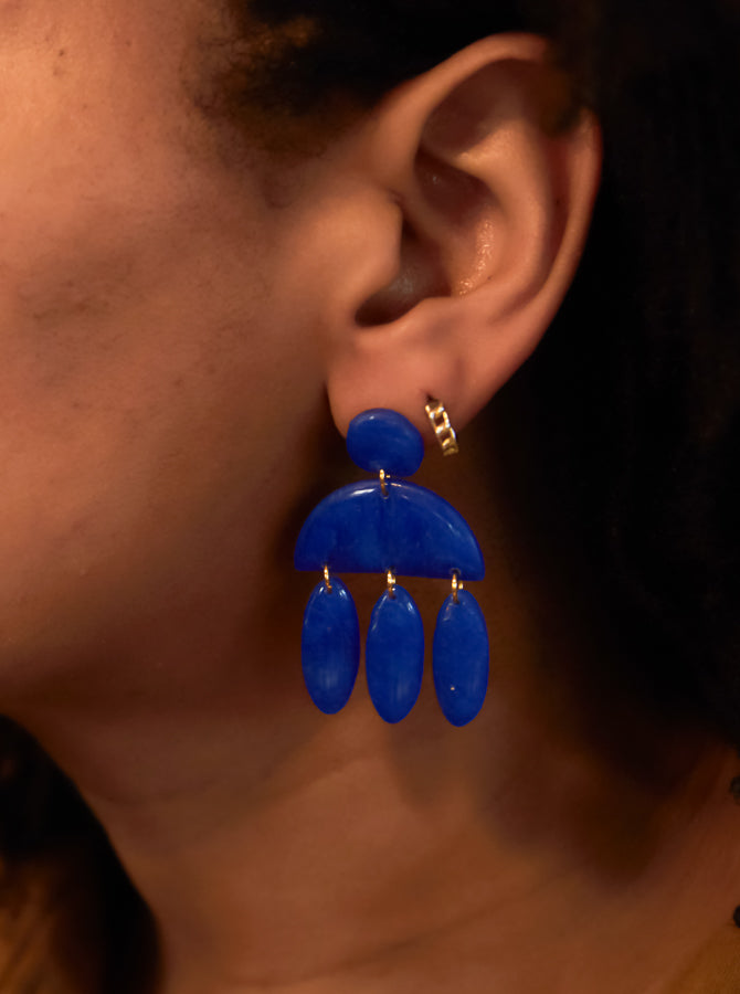 Translucent Cobalt Blue Tiered Dangles