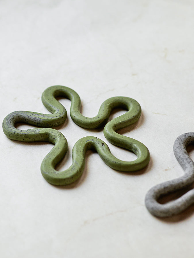Set of Two Drink Coasters - Green & Speckled Grey