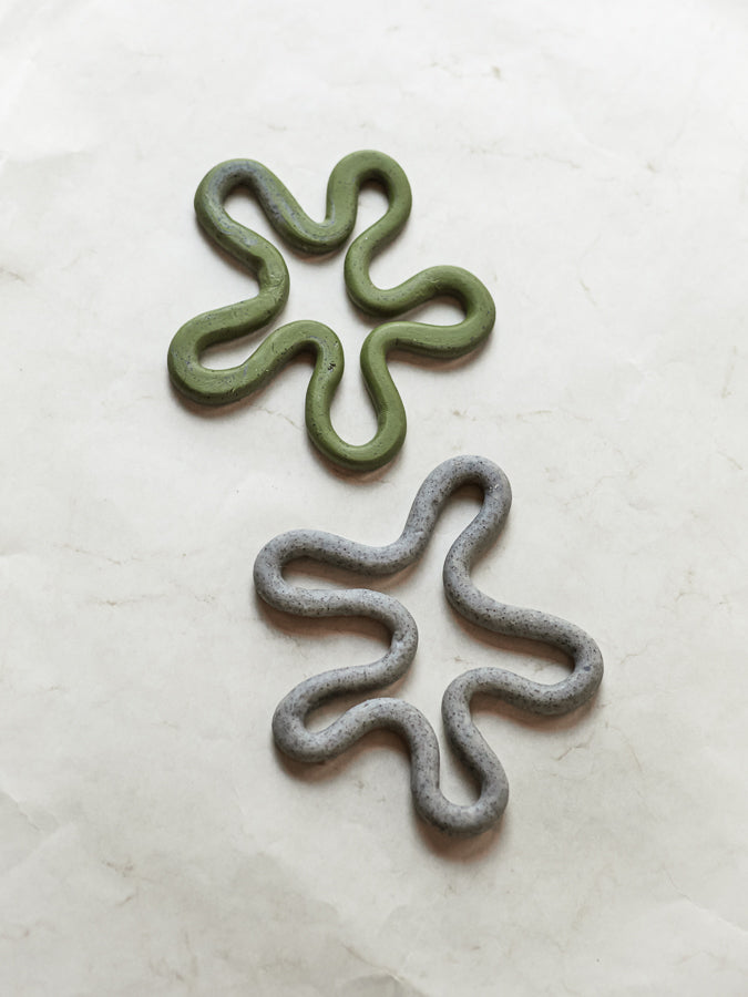 Set of Two Drink Coasters - Green & Speckled Grey