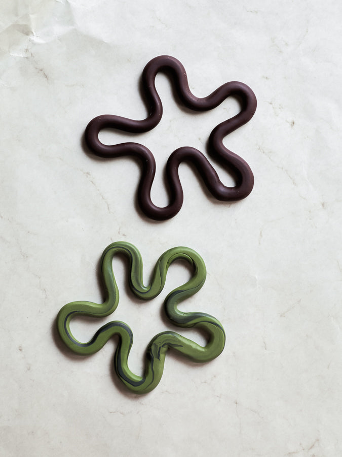 Set of Two Drink Coasters - Green & Brown