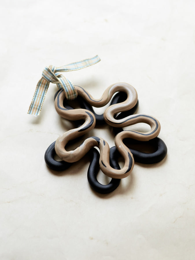Set of Two Drink Coasters - Beige Marble & Black