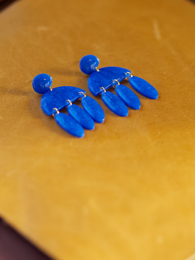 Translucent Cobalt Blue Tiered Dangles