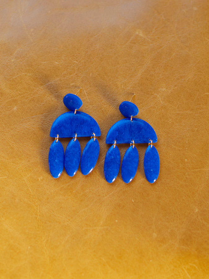 Translucent Cobalt Blue Tiered Dangles