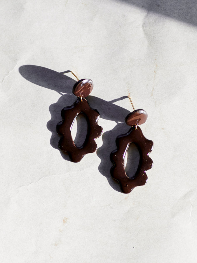 Brown Scalloped Dangles