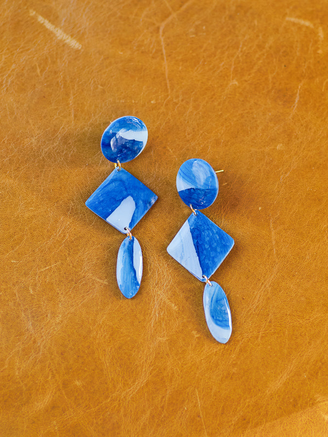 Marbled Sea Blue Tiered Dangles