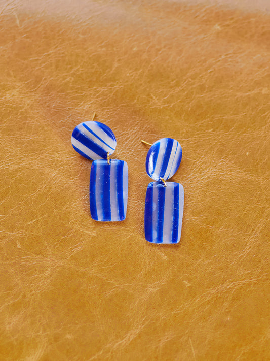 Blue and Translucent Striped Mini Dangles